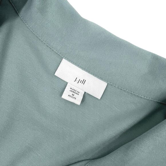 J. Jill Womens Sea Foam Jersey Knit Stretch Button Up Long Sleeve Shirt Sz MP - Picture 6 of 10